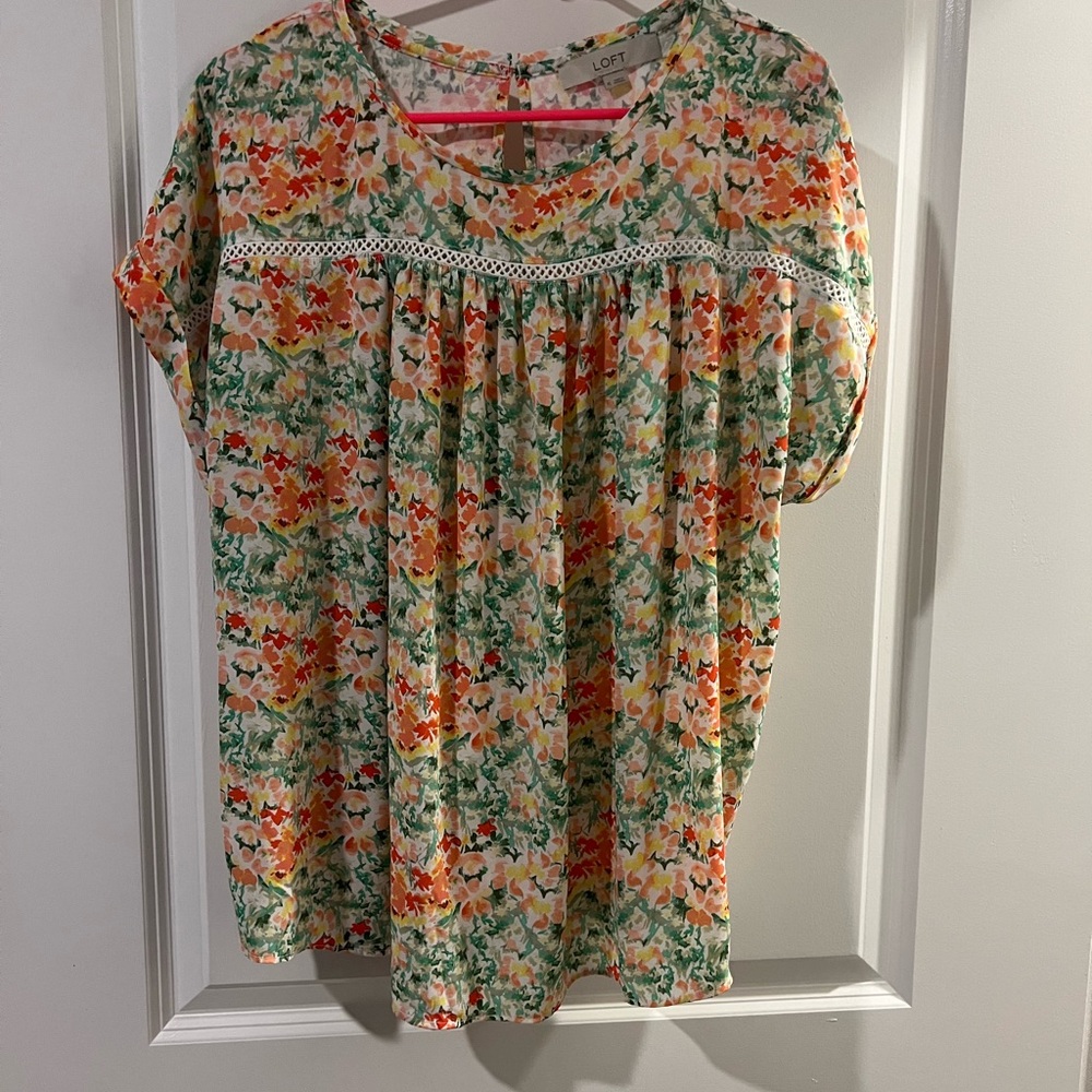 LOFT Multicolor Floral Blouse
